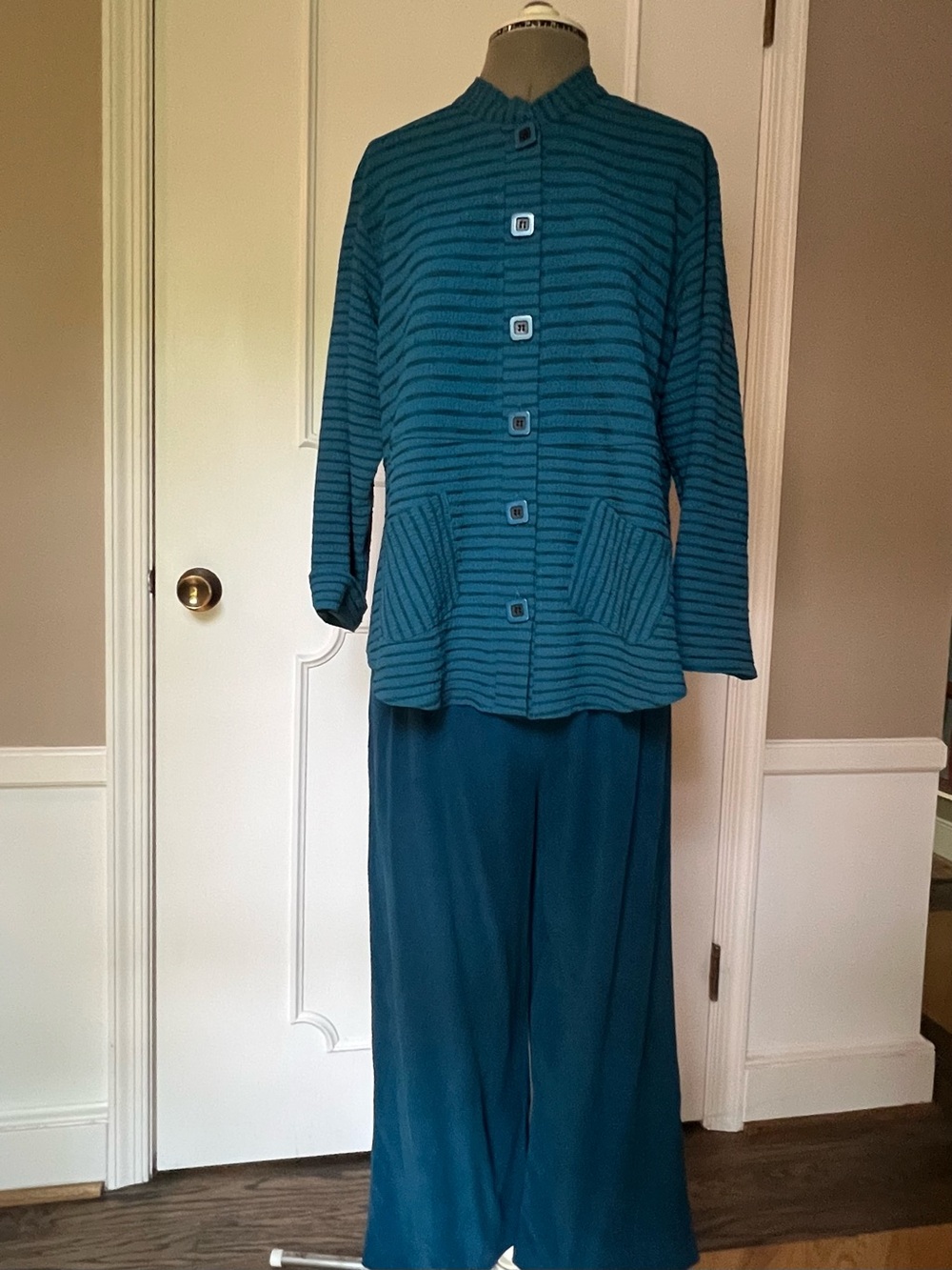 Tianello Teal Straight-Leg Pants